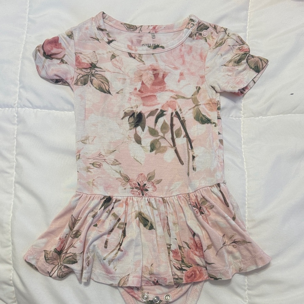 Posh Peanut Floral Pink Baby Dress
